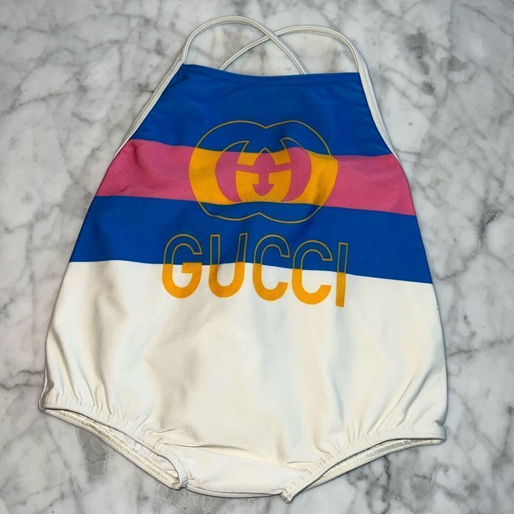 GUCCI BABY ONE PIECE LOGO SWIMSUIT 6/9M